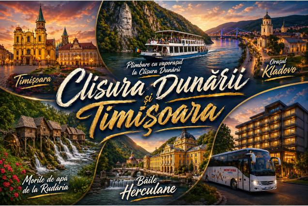 CLISURA DUNARII si Timisoara (6zile) Plecari din Galati/Braila: 23iunie, 30iulie si 22septembrie 2026